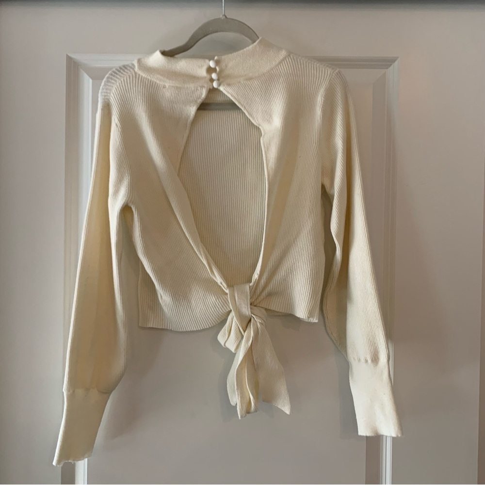 Astr the label mock neck ribbed backless sweater - Picture 2 of 4
